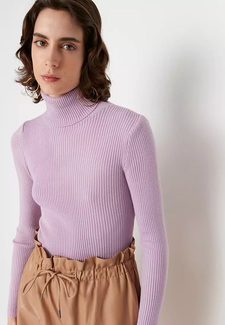 Purple outlet turtleneck top