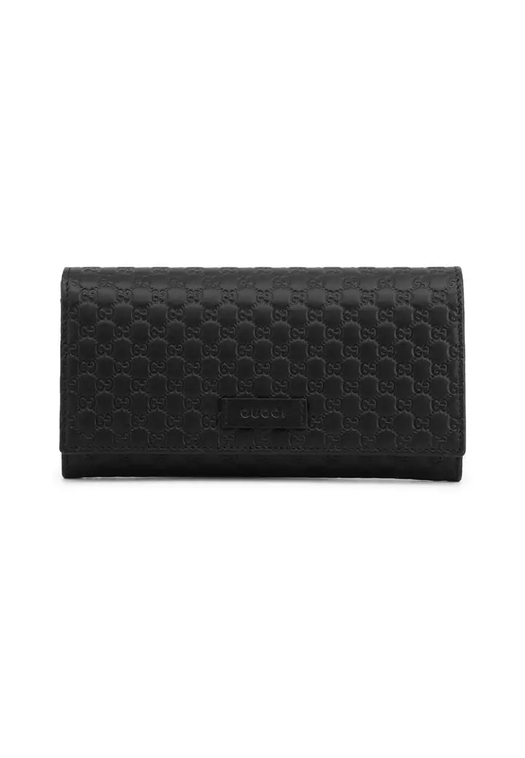 GG Embossed Wallet In Shiny Black Leather