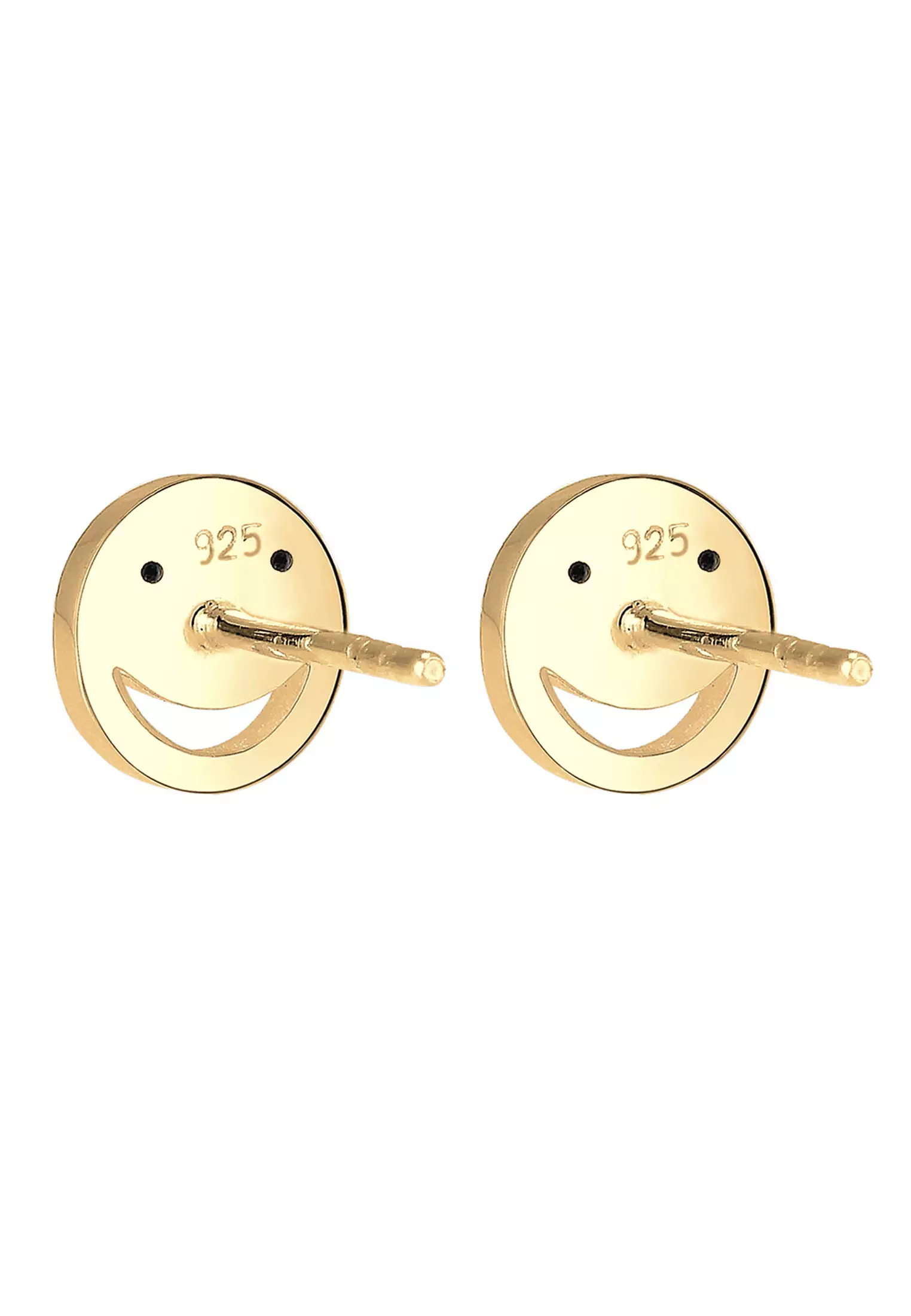 Earrings Ear Studs Smiley Face Emoji Crystal Gold Plated