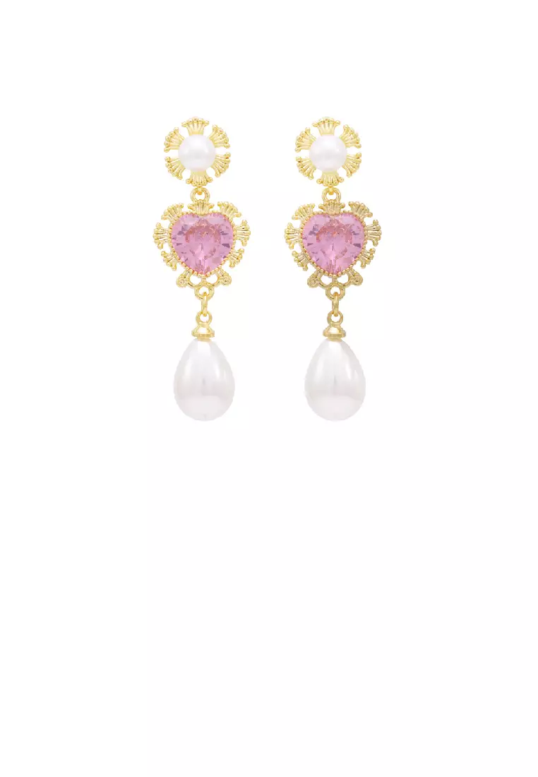 Buy Glamorousky Fashion Elegant Plated Gold Heart Imitation Pearl