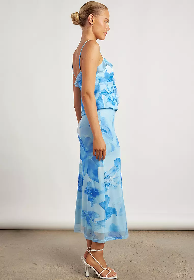 Tropical Floral Print Top & Skirt Set