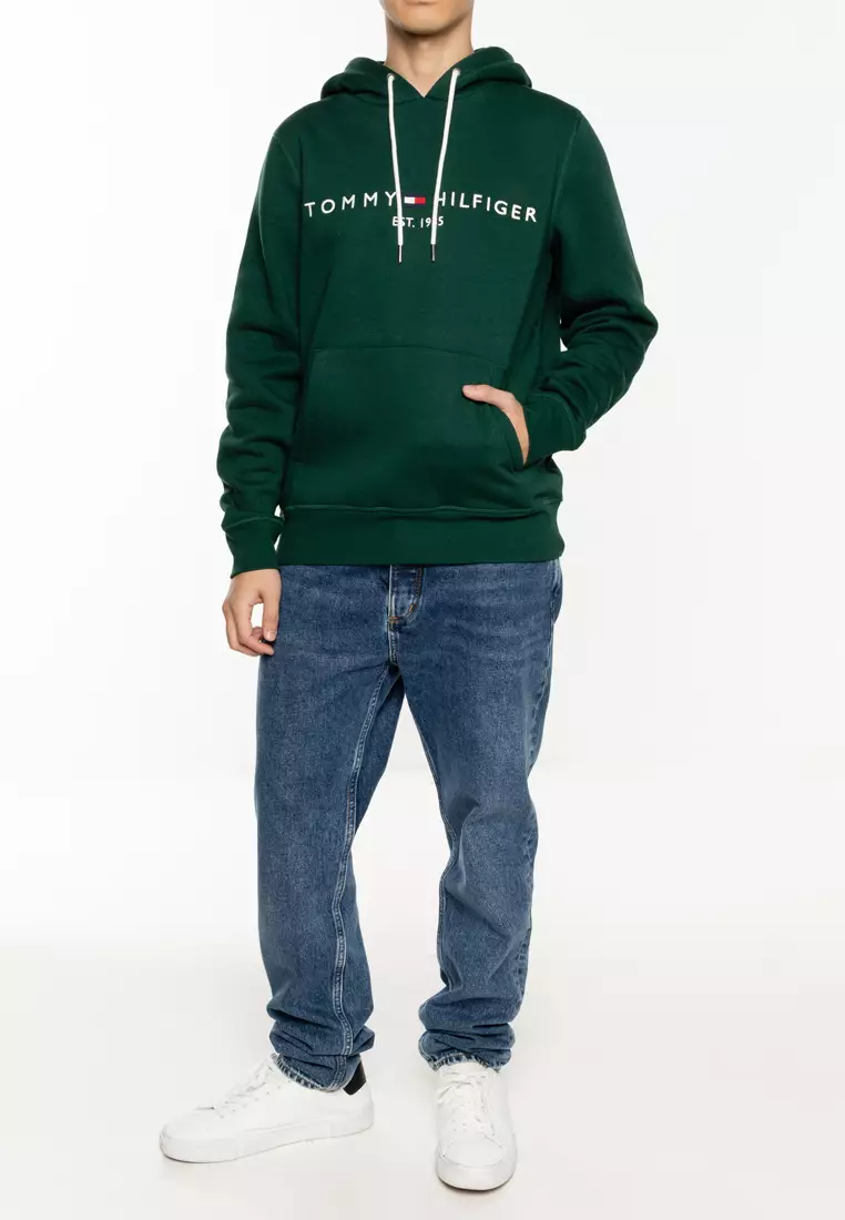 Tommy hilfiger drawstring logo hoodie online