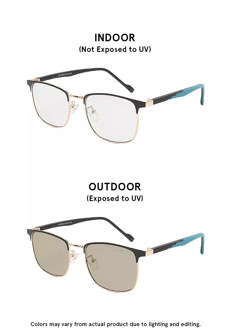 Unisex Photochromic Square Sunglasses - Gold