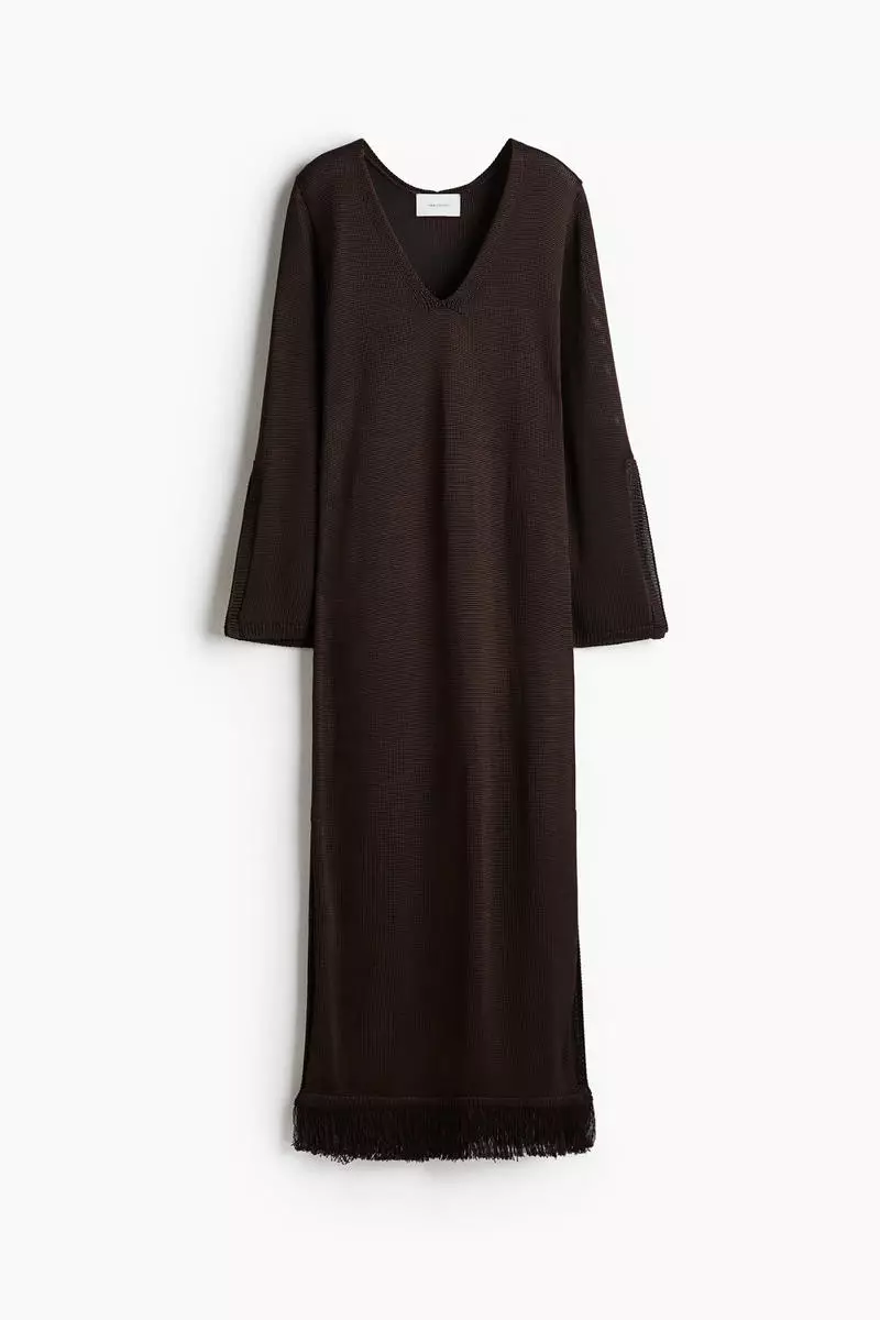 Buy H&M Fringe-trimmed kaftan dress 2026 Online | ZALORA