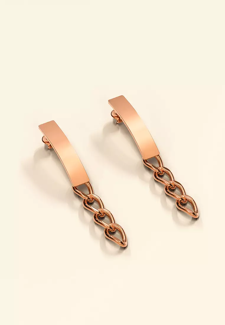 Royal Chain Stud Earrings in Rose Gold