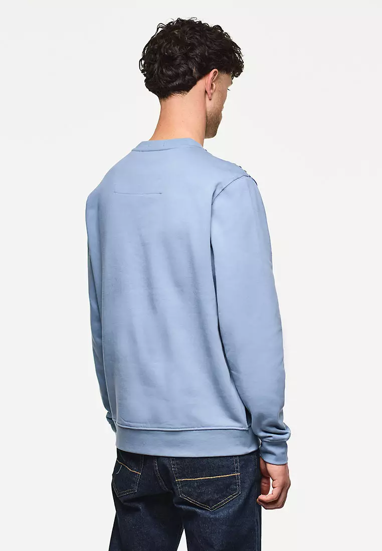 MENS BLUE SHADOW VEGA CREW WITH MID HOUSE CHECK PIPING