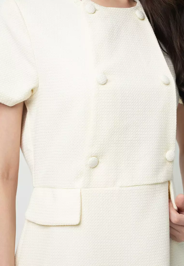 Valentine Printed Shift Dress with Button Details