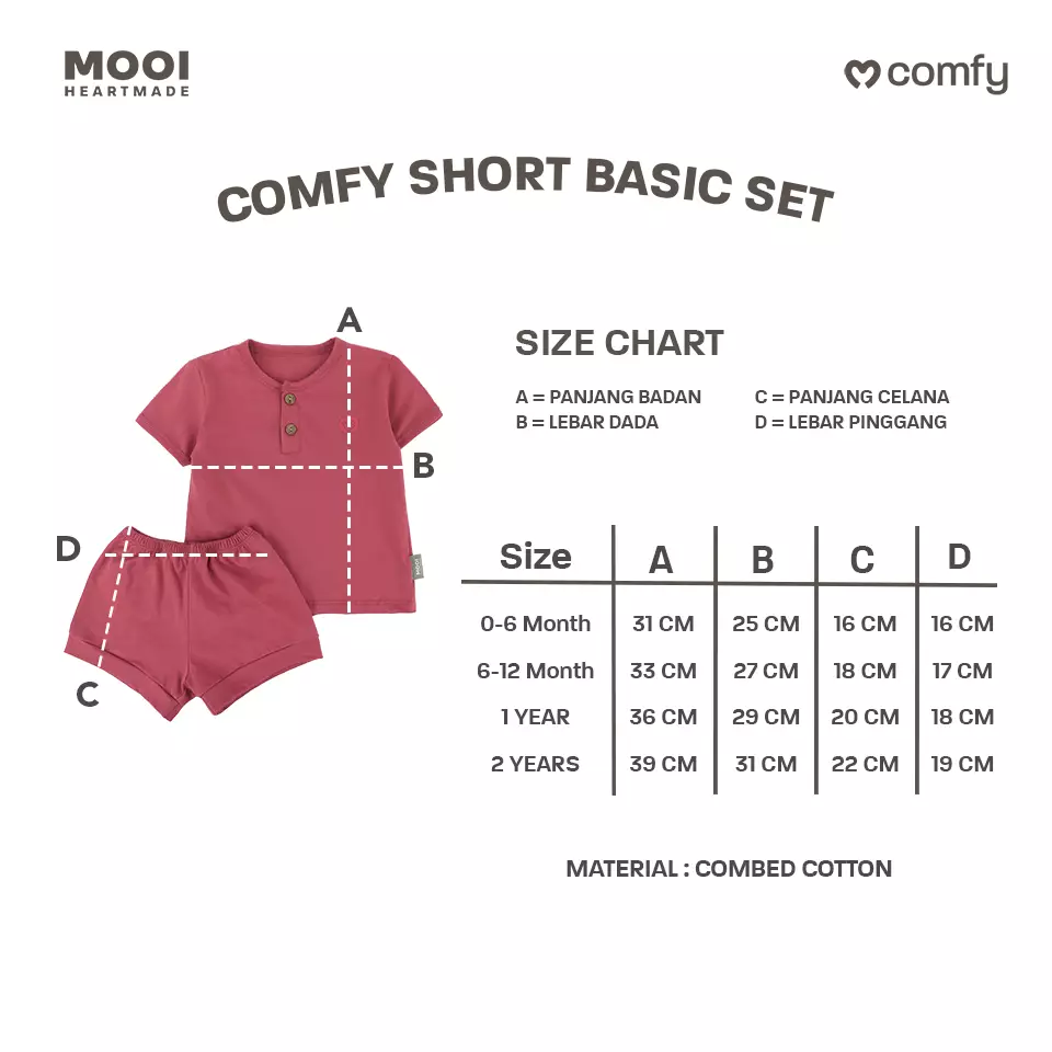 Mooi Setelan Bayi Comfy Baby Short Basic Set - Sky Blue