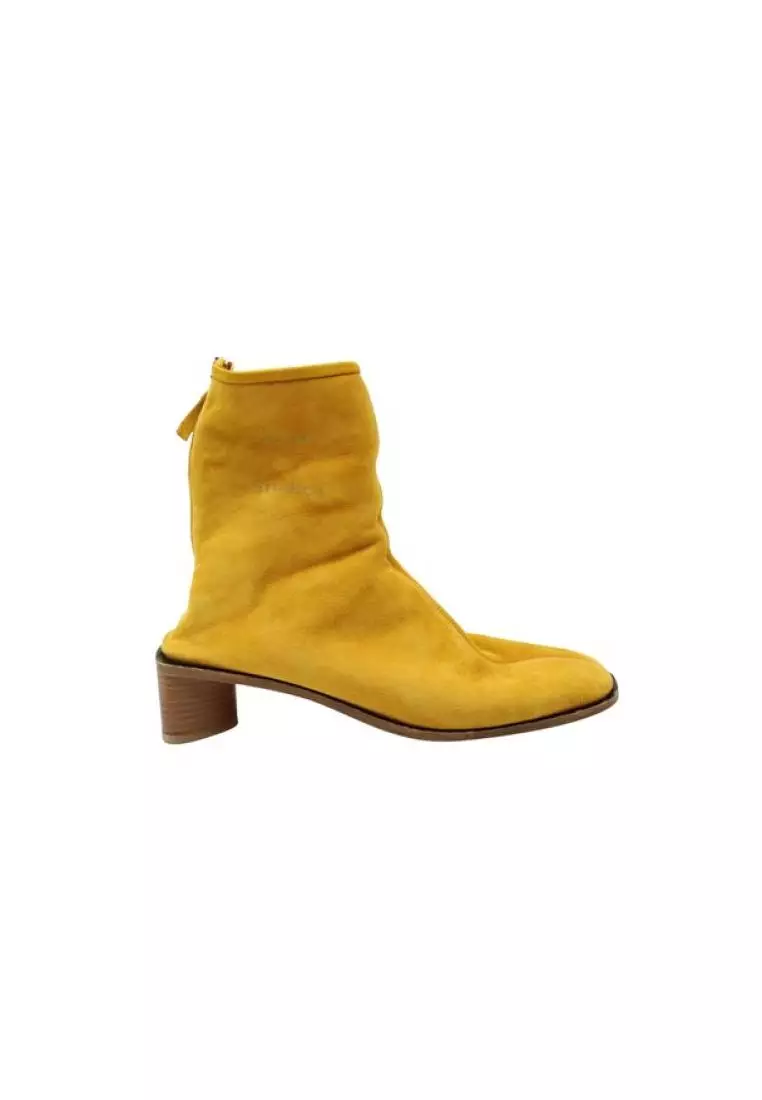 mustard yellow suede boots