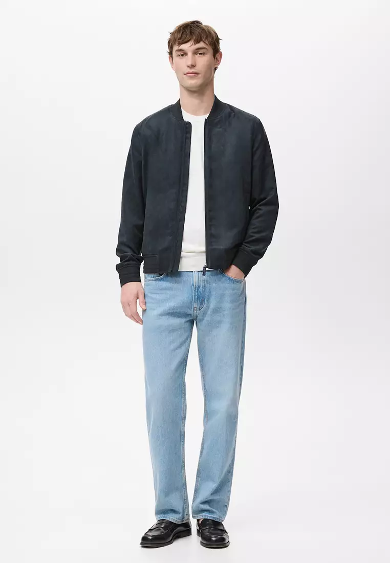 Suede-Effect Bomber Jacket