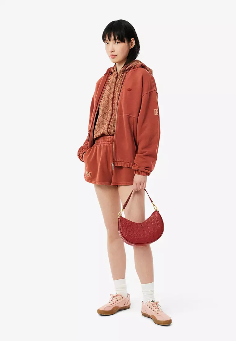 LACOSTE ● Maheki Moon Bag Brick【 残りわずか】 Women's Maheki Embossed Leather Half Moon Bag - Bags - New