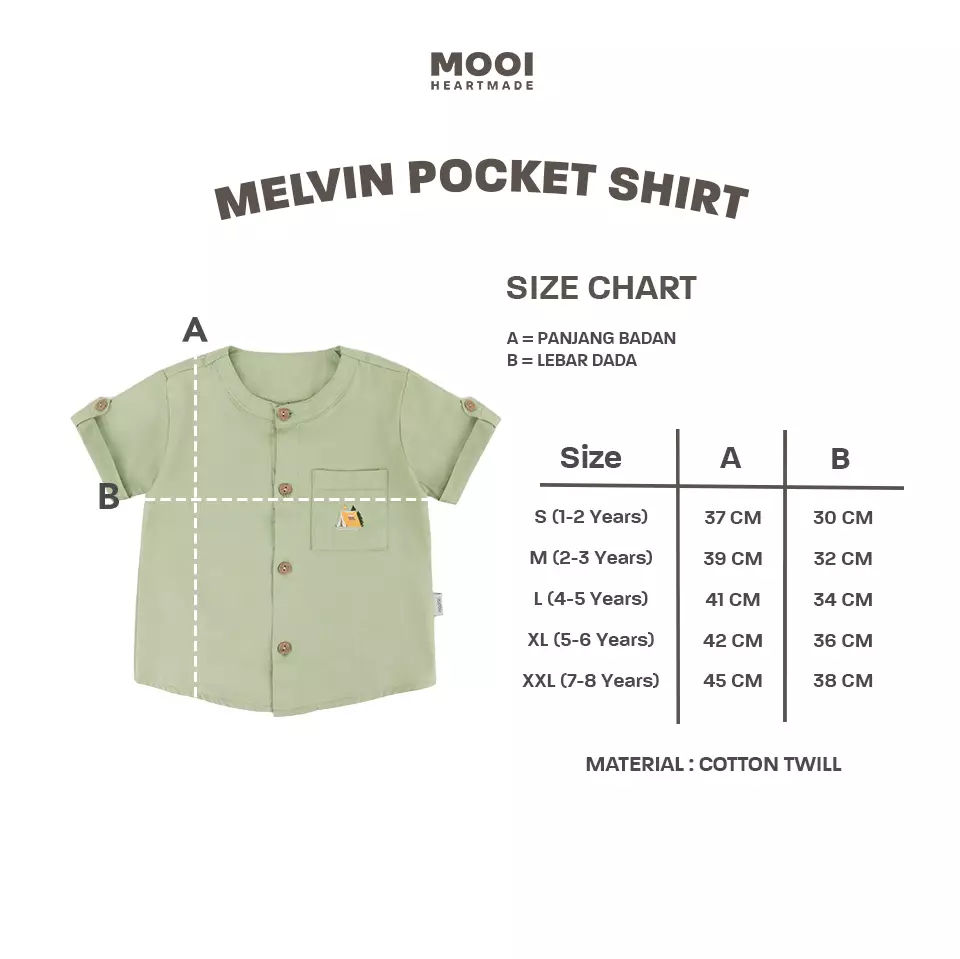 Mooi Kemeja Anak Laki – Laki Melvin Pocket Shirt - Khaki