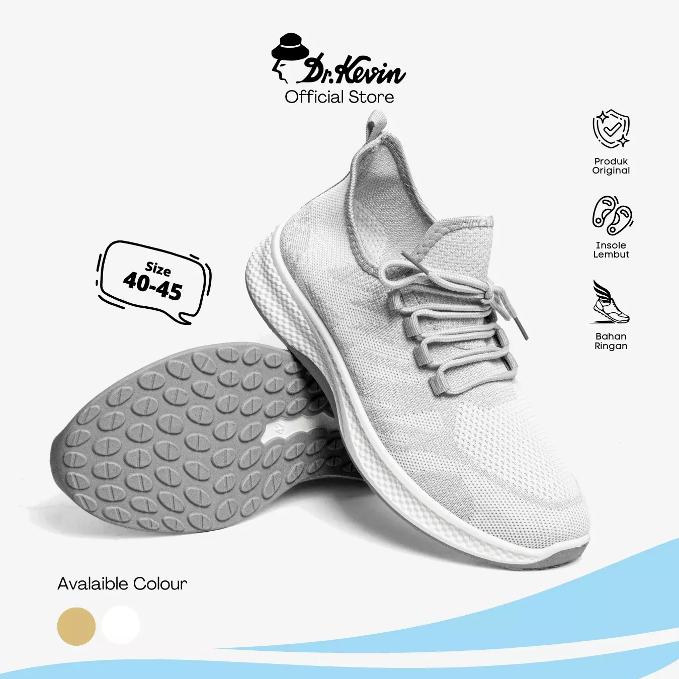 Dr. Kevin Sepatu Sport Pria Men Sneakers Sekolah Flyknit Slip On 889-084