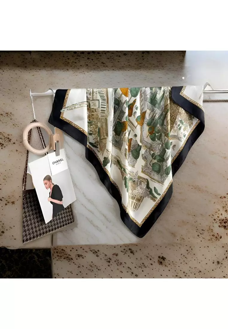 Luxury Silk Ladies' Large Scarf, Sun-Proof Crepe Satin, Premium Souvenir.