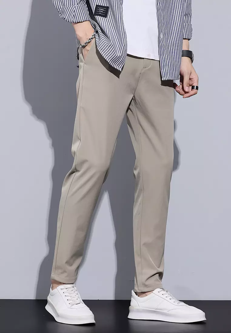 彈性腰圍修腳西褲