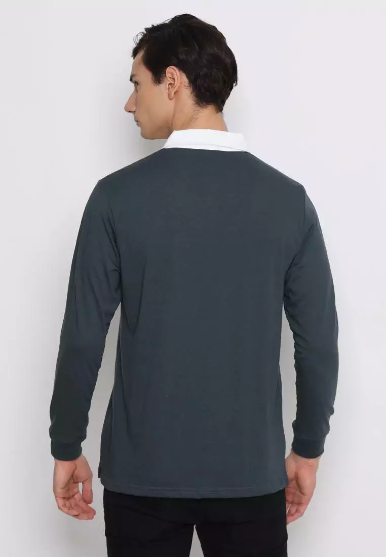 Matsuda Kaos Rugby Polo Shirt Pria Lengan Panjang Fujidera