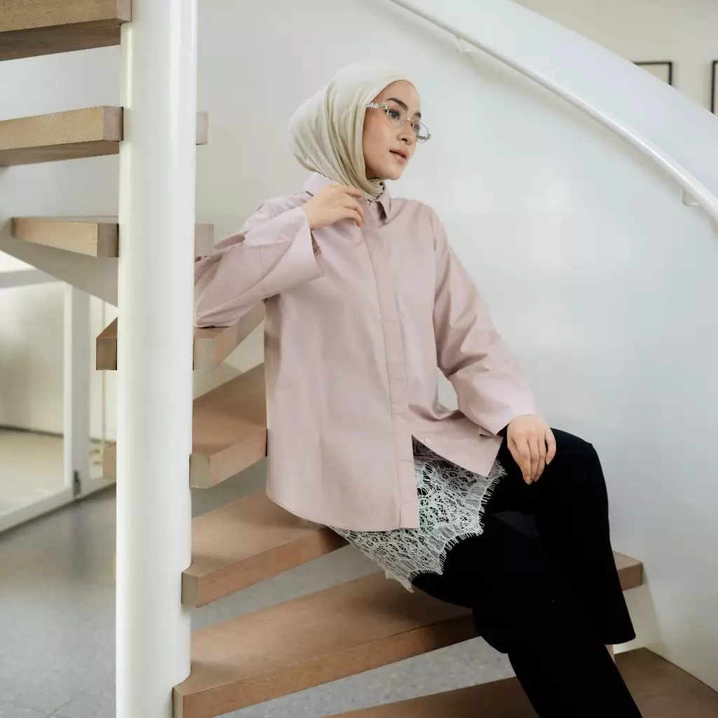 MFMW Keslita Atasan Kemeja Soft Pink