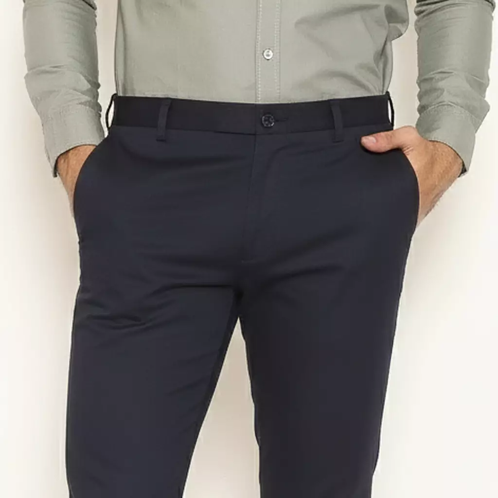 Schoeller Celana Chino Pria Slim Fit Panjang Warna Navy | Ravello