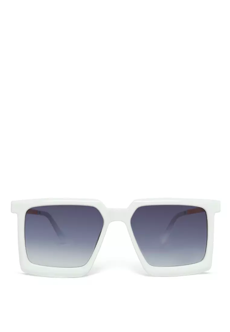 Kacamata Hitam Kotak Pristine Berwarna Putih/Ungu