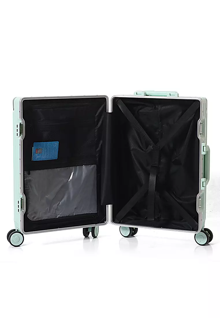 Hamlin Barayev Koper Alumunium Frame Size 20 Inch Travel Bag Unisex Large Compartment  TSA Lock Material Polycarbonate ORIGINAL - Green