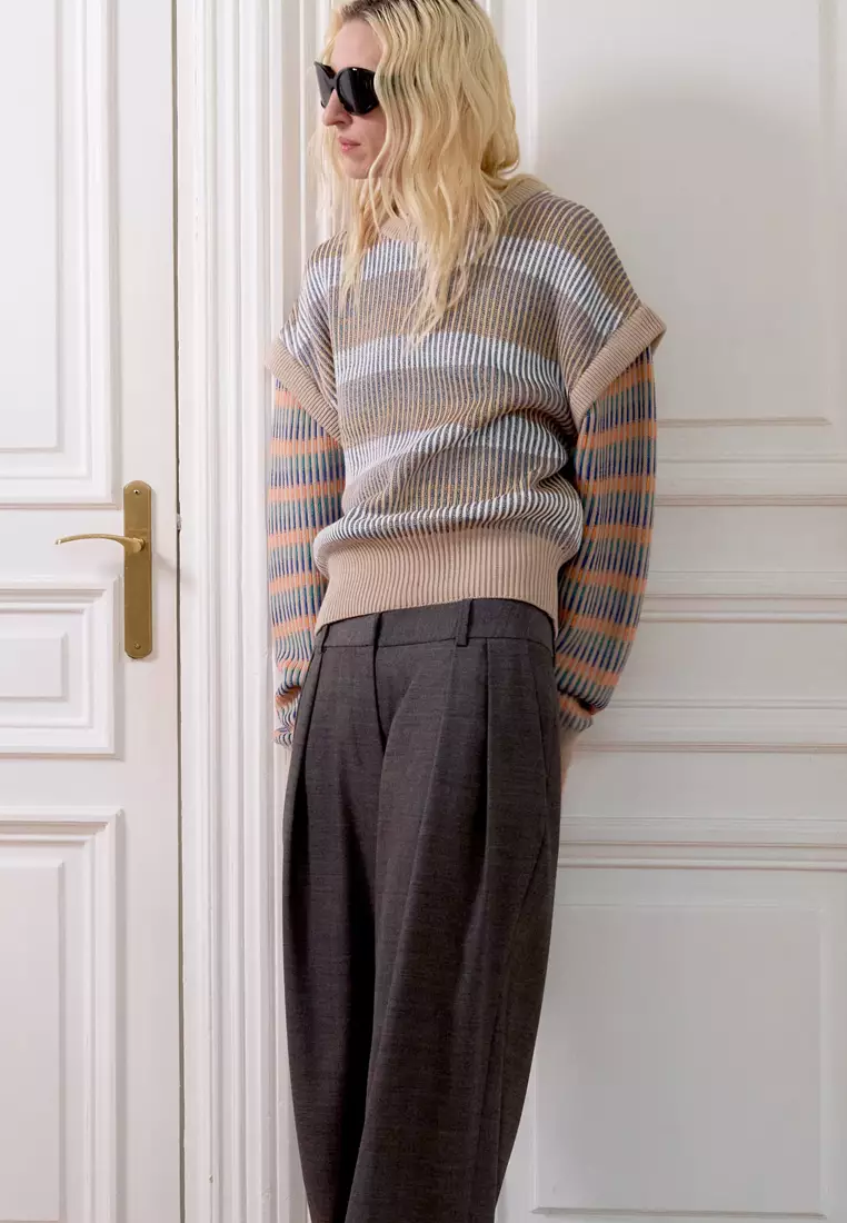 Wool-Blend Tailored Trousers