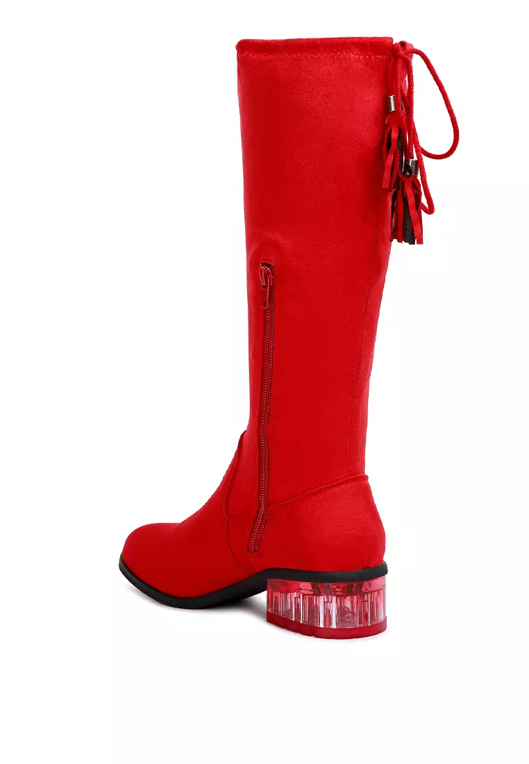Jual London Rag Detail Rumbai Merah Sepatu Betis Tumit Pendek Original ...