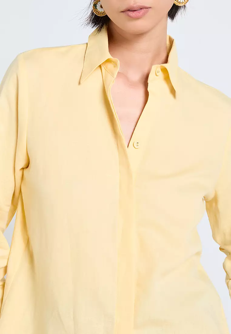 Basic Long-Sleeve Linen Shirt