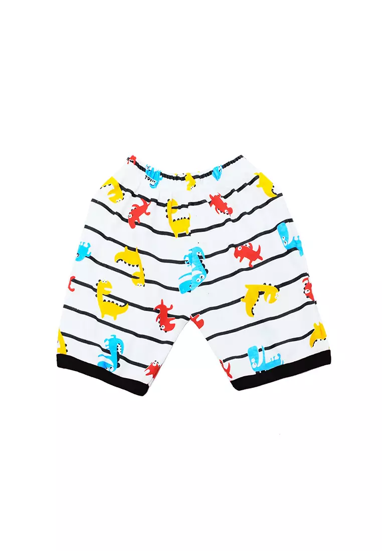 Skabe Pakaian Bayi Anak Laki Laki Baju Atasan Oblong Lengan Pendek Motif Dinosaurus Setelan Celana Kaos Full Print Baby Putih All Size Usia 0 Sampai 6 Bulan 3260 Everyday Waka Kids Wakakids