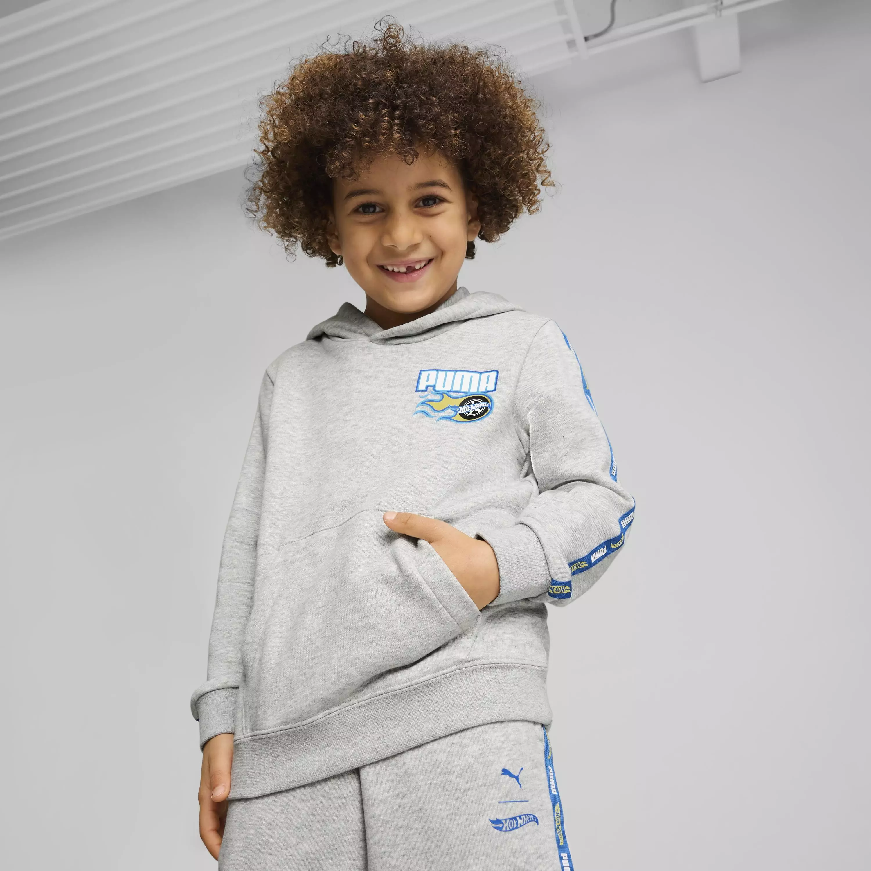 PUMA X HOT WHEELS Hoodie TR Light Gray  - Jaket Anak (Abu-abu)