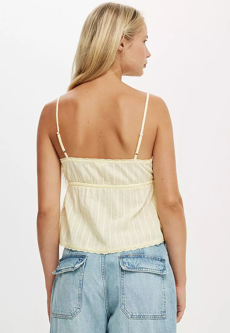 Cotton Lace Straight Neck Cami Top