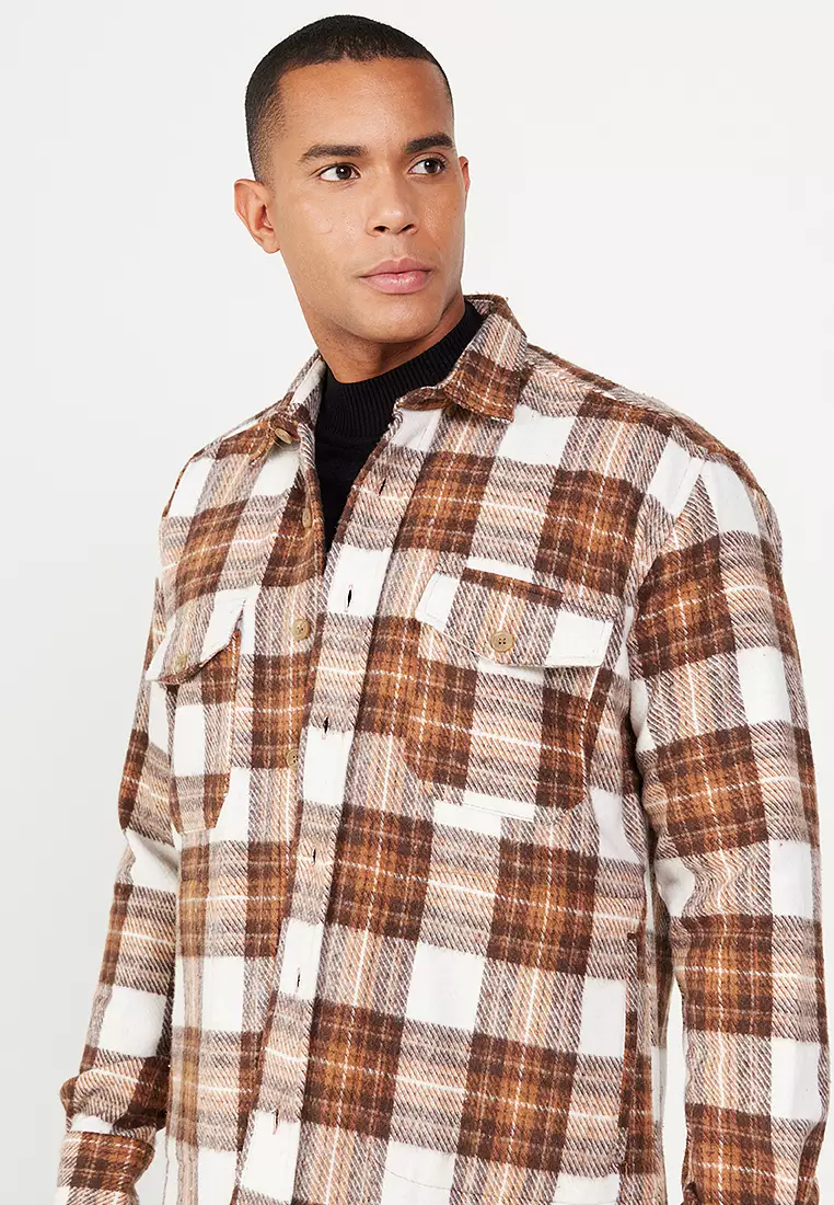 Plaid Patterned Lumberjack Shirt Jacket
