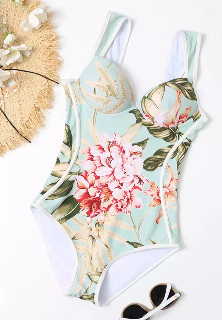 Buy Sunnydaysweety Sweet Gathered Slim One-Piece Swimsuit A21071407MT ...