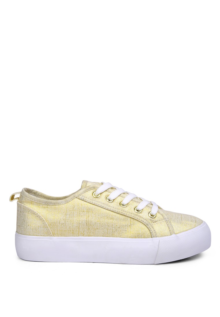 Knitted Gold Platform Sneakers