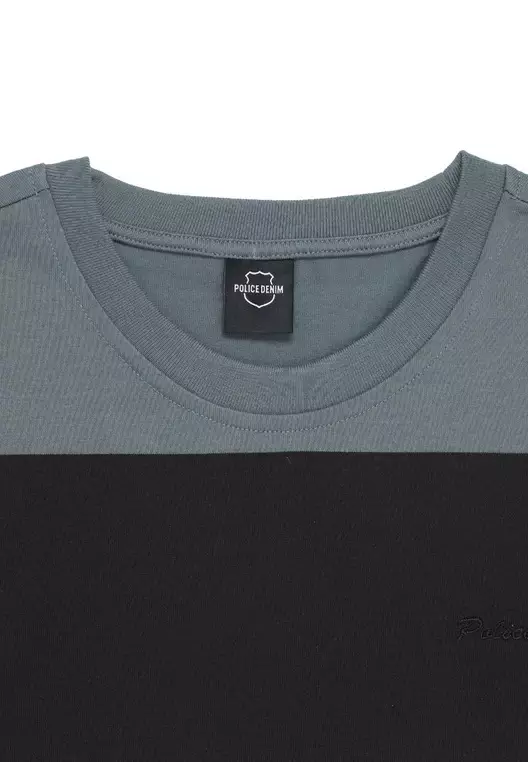 POLICE T-Shirt Salur Bordir Cotton Premium Pria