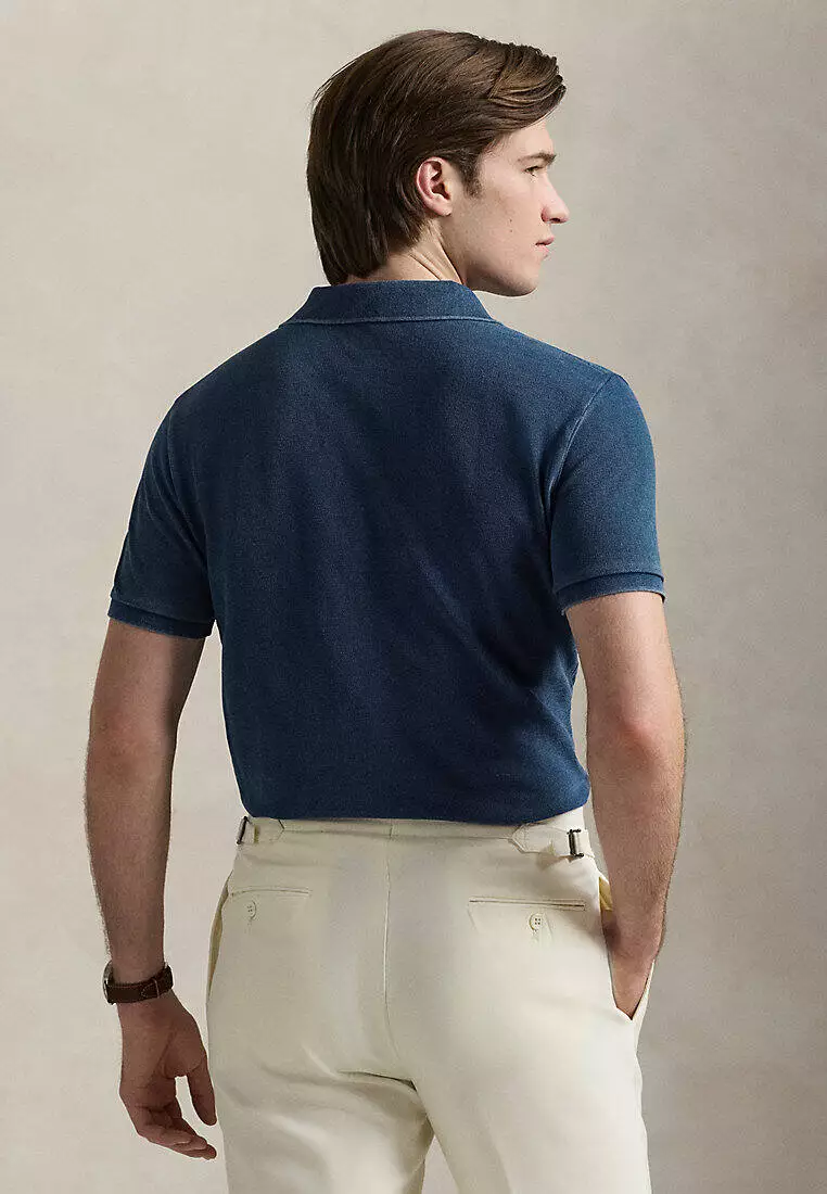 Custom Slim Fit Indigo Mesh Polo Shirt