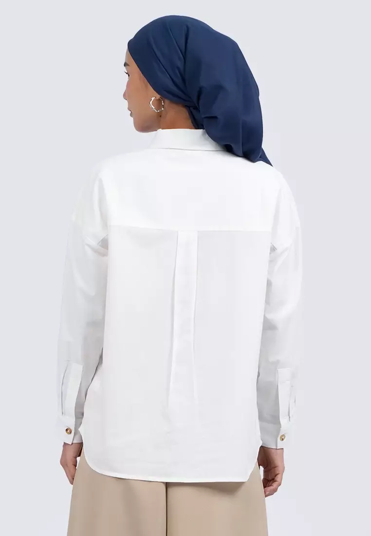 Oversized Long Sleeve Blouse OFF WHITE