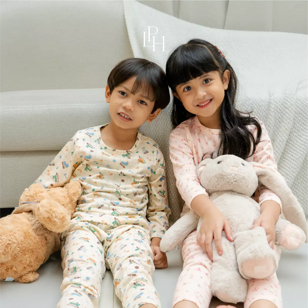 Little Palmerhaus - Little Wear Shoulder Button Long Set 37.0 (Setelan bayi lengan panjang) Rabbit Bunny