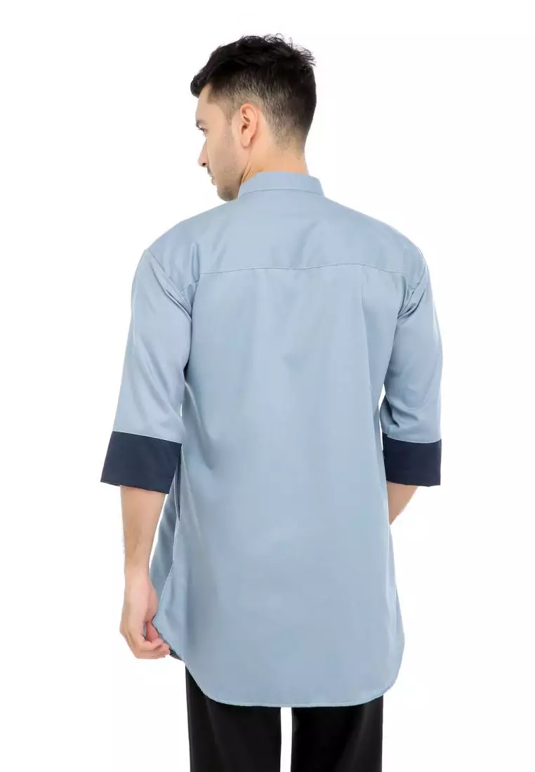 Baju Koko Gamis Muslim Pria Mauza - Biru