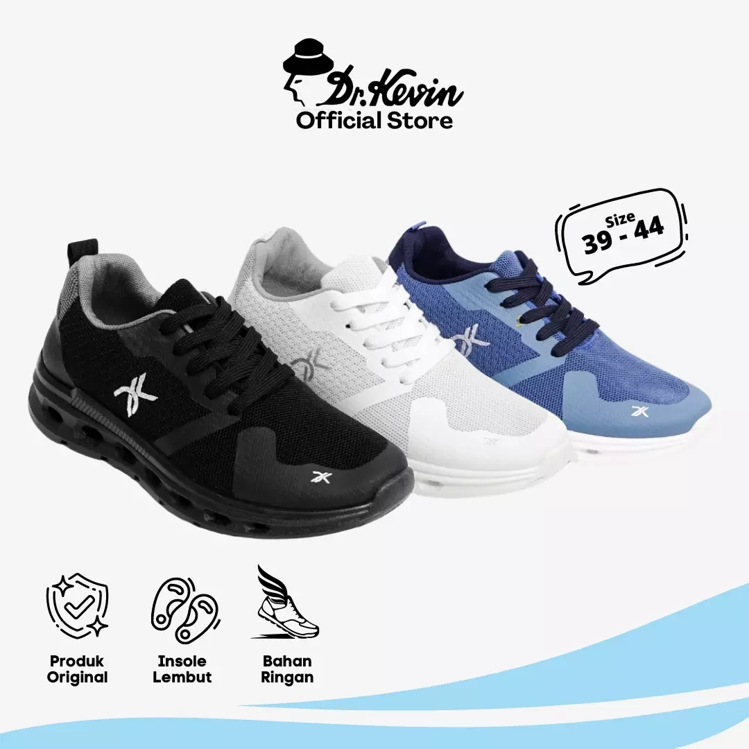 Dr. Kevin Sepatu Sport Pria Men Sneakers Sekolah Flyknit Tali 889-069