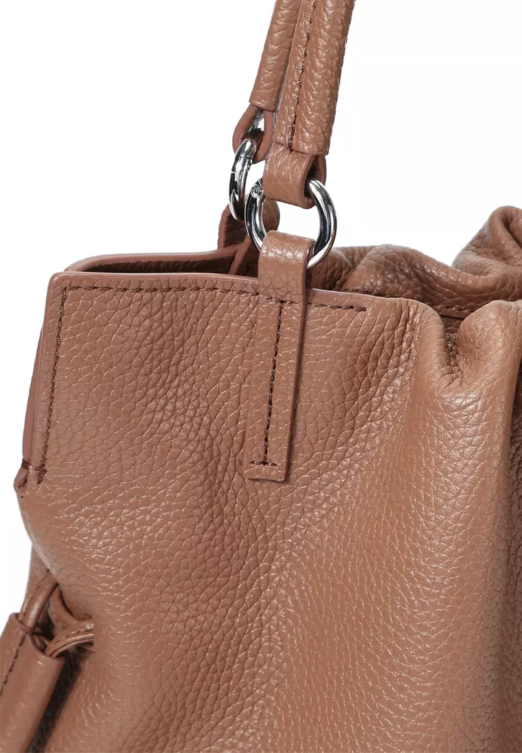 GEORGIANA Small Ruched Shoulder Bag - Caramel