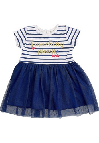 Toffyhouse white and blue Toffyhouse Blushing Cherries Nautical Stripe Dress 0257BKAE135E40GS_1