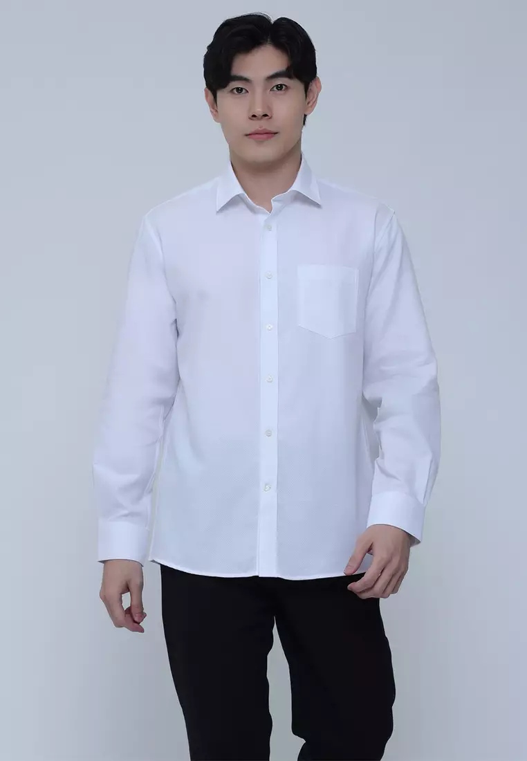 Hechter Paris Regular Fit Dobby Dress Shirt with Trim