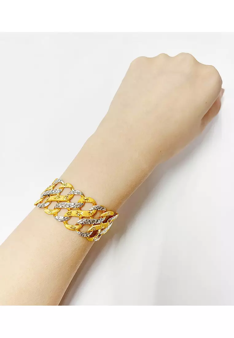 916/22K金 雙扣壓印手鏈 T50