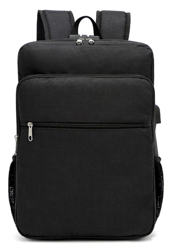 Jackbox black Korean Fashion Ipad Laptop Bag USB Charging Port with Password Lock Backpack 534 (Black) 25C84ACDB95EBBGS_1