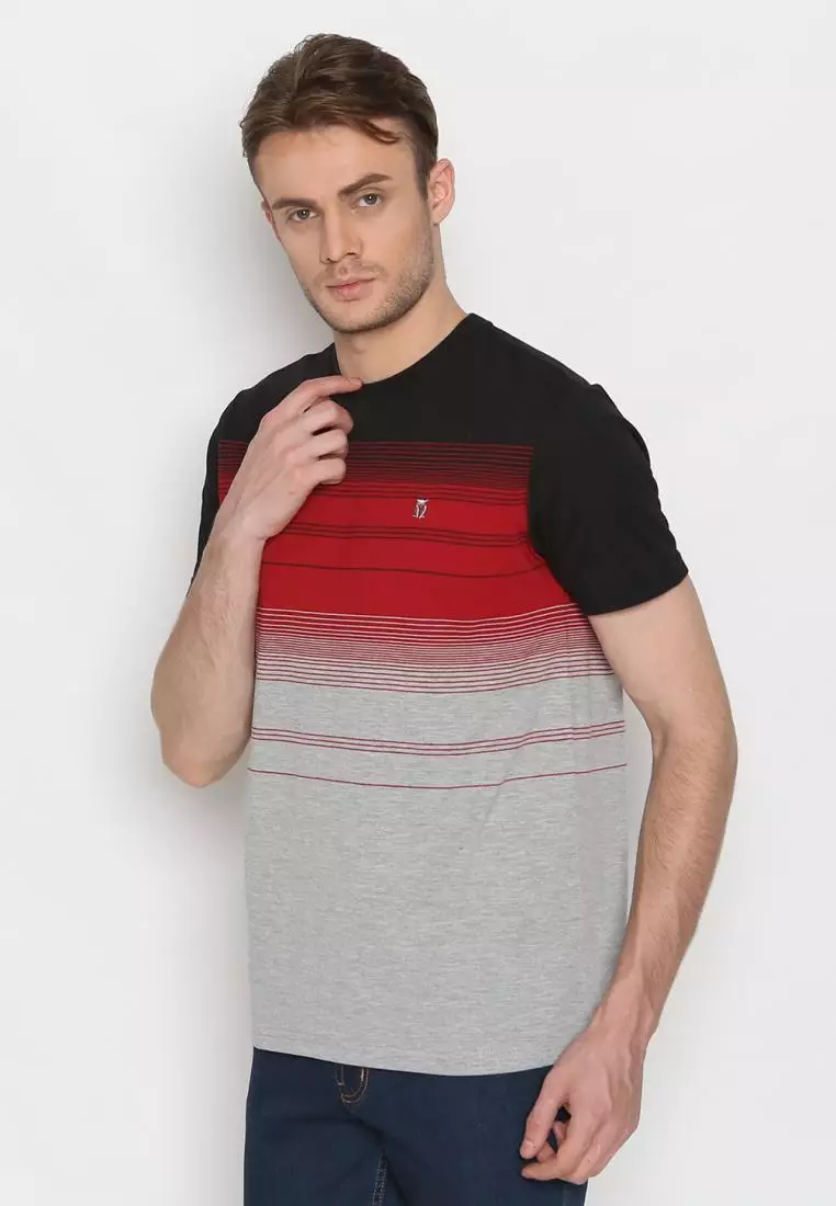 MATSUDA T Shirt Pria Kaos Stripe Nara