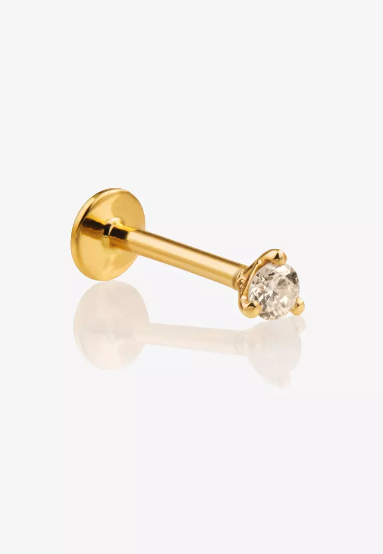 Single Diamond Mini Stud Flatback 14k Gold