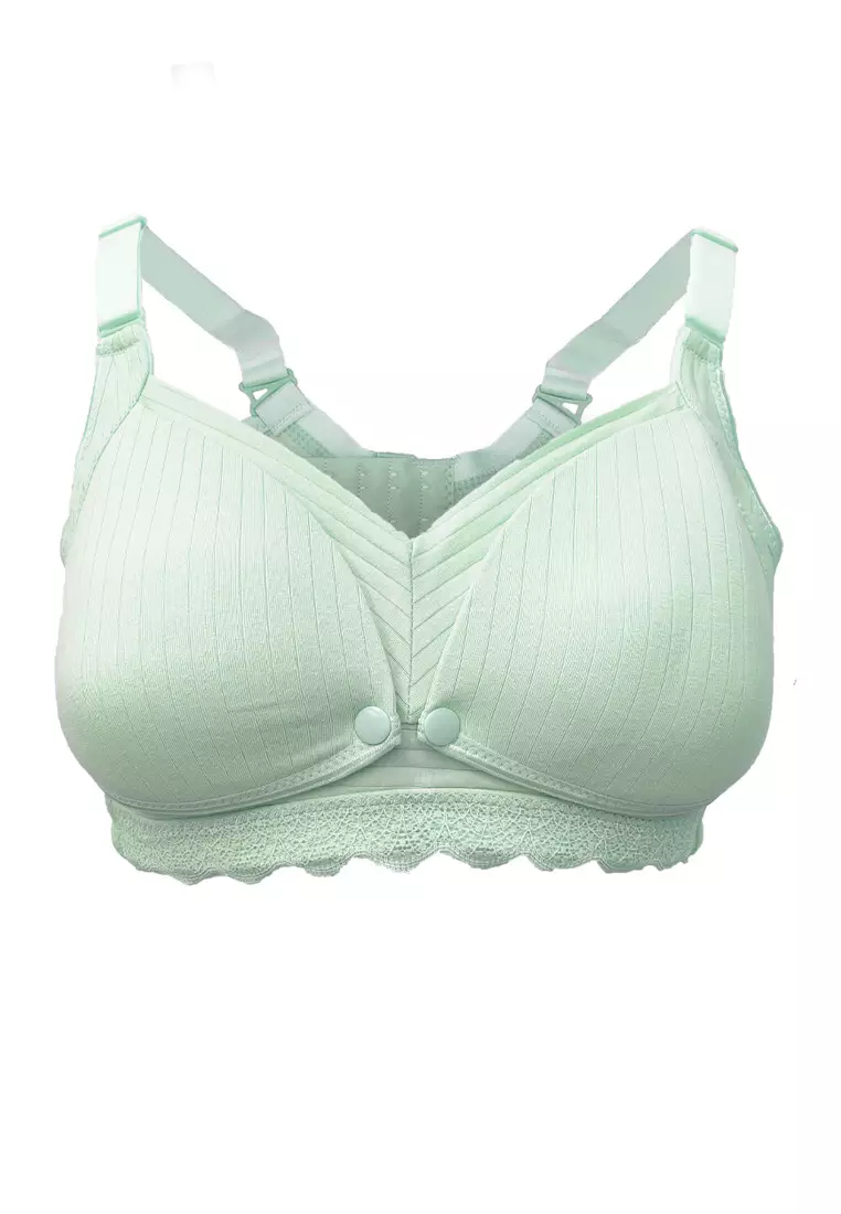 Light Green Front Snap Wireless Nursing Bra