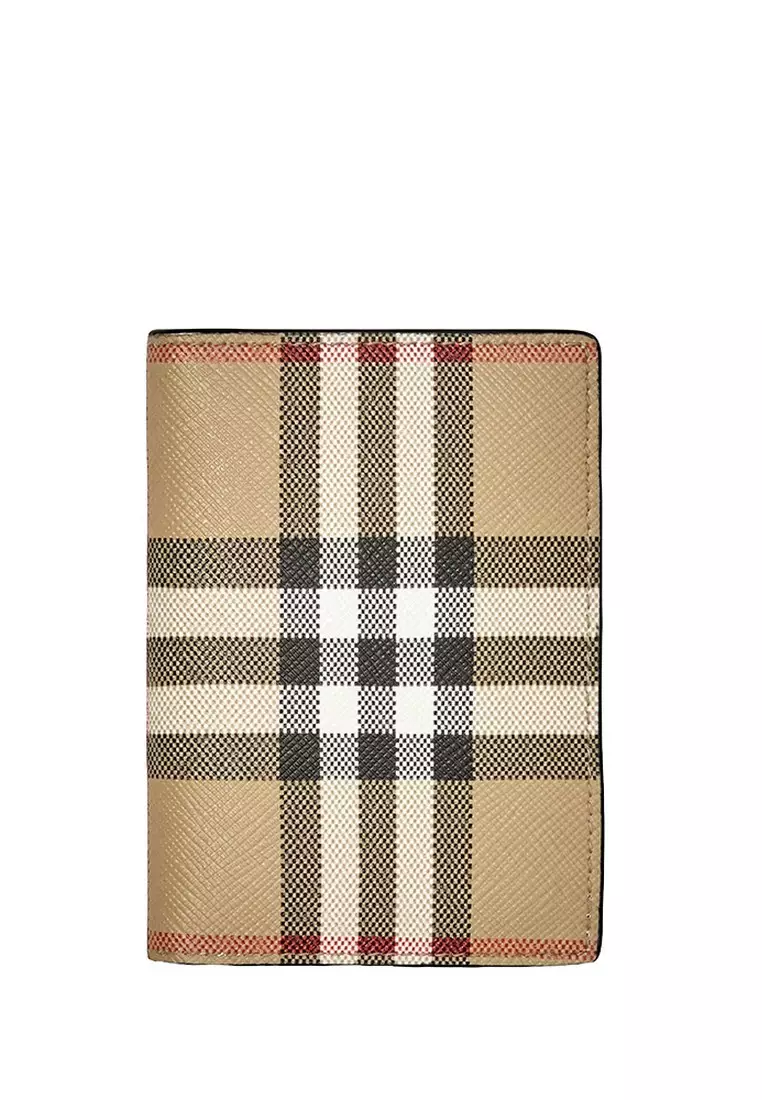 BURBERRY Check Folding Card Holder in Archive Beige 2025
