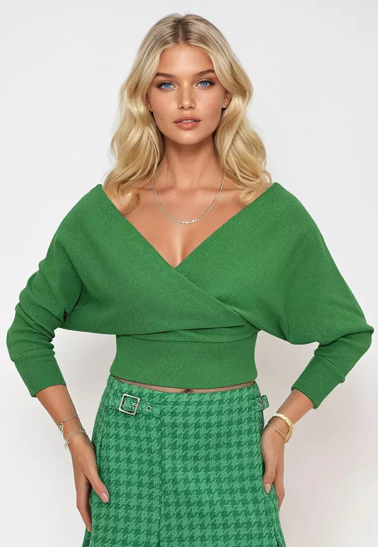 Front Back V-Neck Double Breasted Blouse