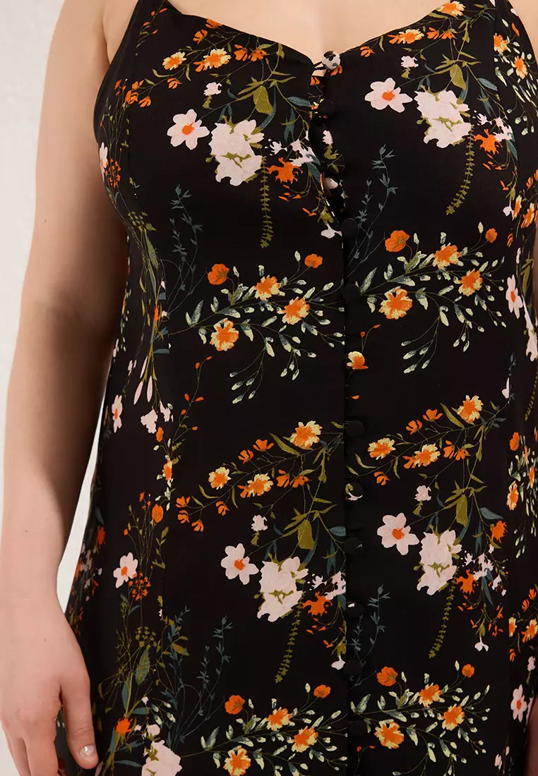 Trendyol Abito Maxi Donna Plus Size In Viscosa, Modello Basico Rilassato, Nero, Vestibilità Comoda Fino Alla 6XL - 3